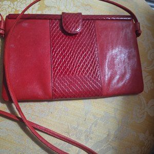 Genuine red leather purse